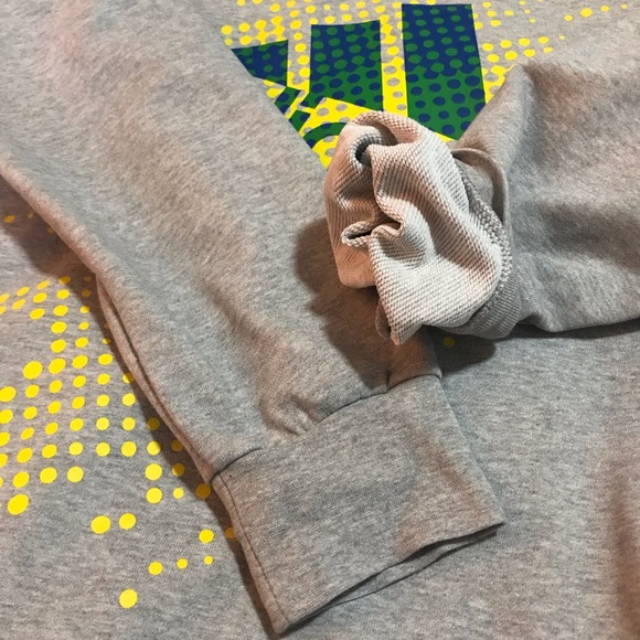 Adidas Gray and Yellow Climate Cotton Hoodie, Mens Size XL - Picture 5 of 9